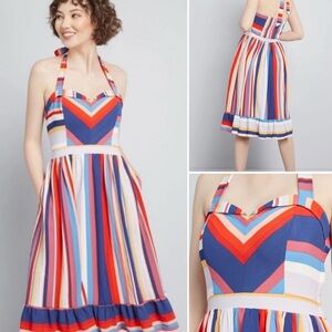 Modcloth Colorful Striped Midi Dress